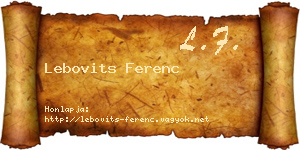 Lebovits Ferenc névjegykártya